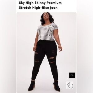 Torrid Sky High Skinny Premium Stretch High Rise Jeans Plus Size 26T 28 inseam